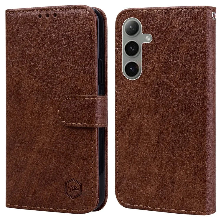 For Samsung Galaxy S24 FE Case Solid Color Leather Folding Stand Wallet Leather Phone Cover