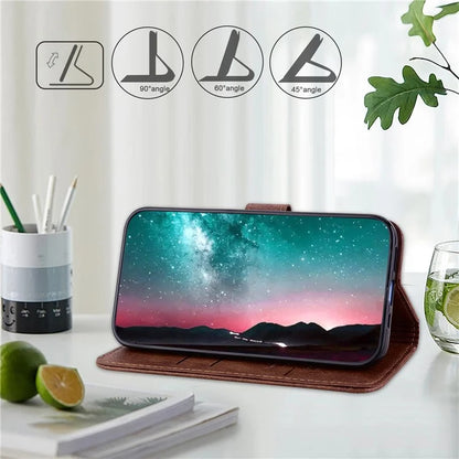 For Samsung Galaxy S24 FE Case Solid Color Leather Folding Stand Wallet Leather Phone Cover