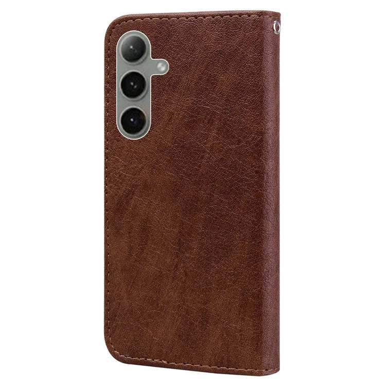 For Samsung Galaxy S24 FE Case Solid Color Leather Folding Stand Wallet Leather Phone Cover