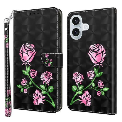 For iPhone 16 Plus Case Stand Pattern Printing Leather Phone Cover