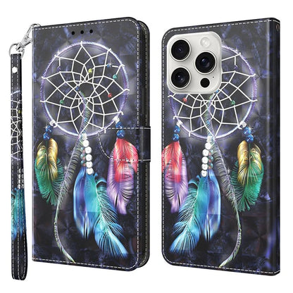 For iPhone 16 Pro Max Case Stand Pattern Printing Leather Phone Cover