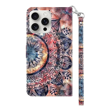 For iPhone 16 Pro Max Case Stand Pattern Printing Leather Phone Cover