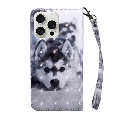 For iPhone 16 Pro Max Case Stand Pattern Printing Leather Phone Cover