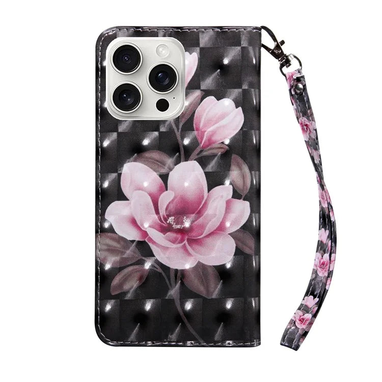 For iPhone 16 Pro Max Case Stand Pattern Printing Leather Phone Cover