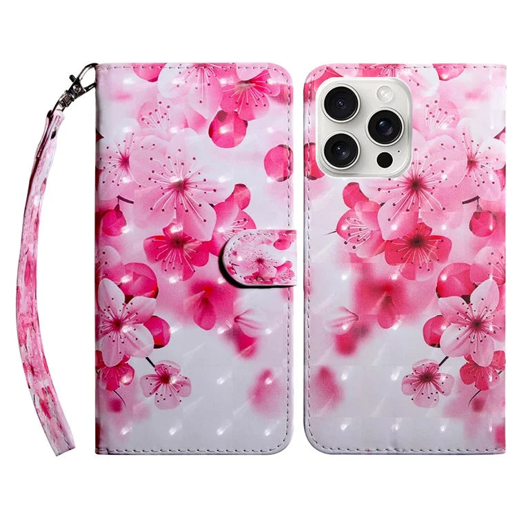 For iPhone 16 Pro Max Case Stand Pattern Printing Leather Phone Cover
