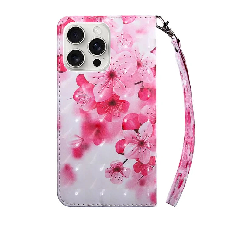 For iPhone 16 Pro Max Case Stand Pattern Printing Leather Phone Cover