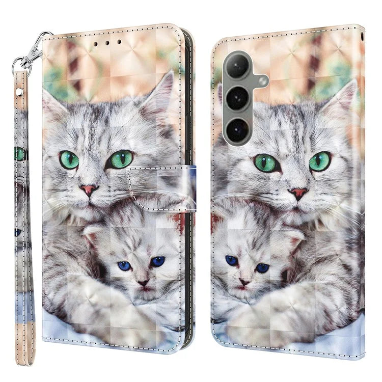 For Samsung Galaxy S24 FE Case Stand Pattern Printing Leather Phone Cover