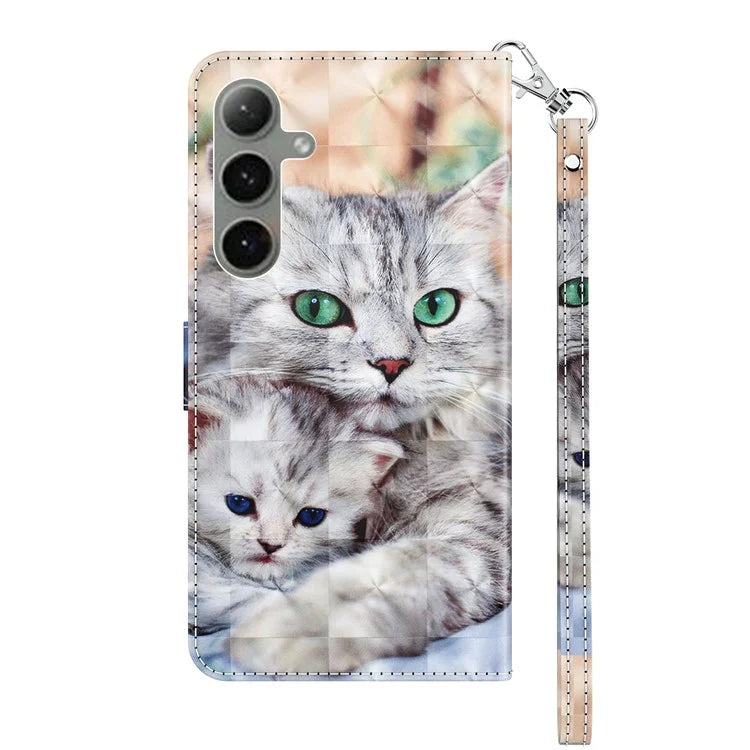 For Samsung Galaxy S24 FE Case Stand Pattern Printing Leather Phone Cover