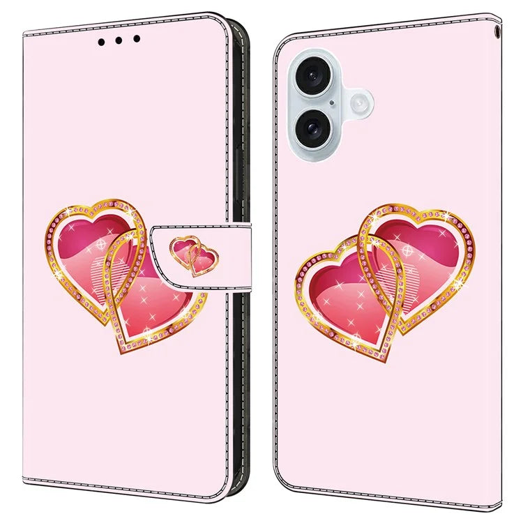 For iPhone 16 Case Pattern Printed Protective Leather Flip Phone Case