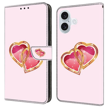 For iPhone 16 Case Pattern Printed Protective Leather Flip Phone Case