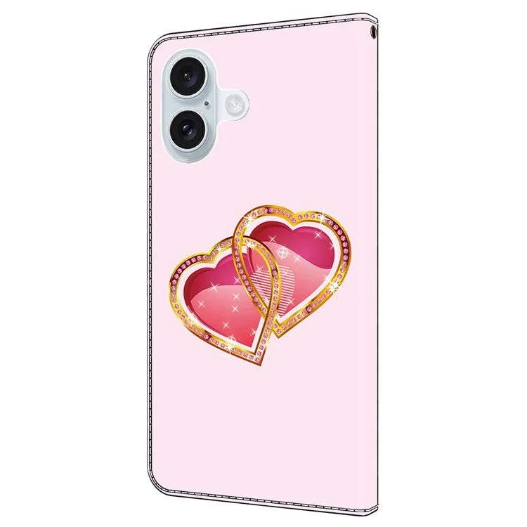 For iPhone 16 Case Pattern Printed Protective Leather Flip Phone Case