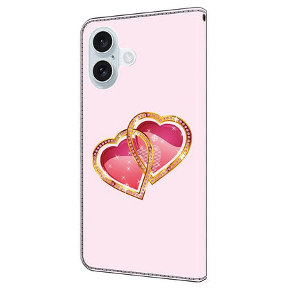For iPhone 16 Case Pattern Printed Protective Leather Flip Phone Case