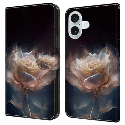 For iPhone 16 Case Pattern Printed Protective Leather Flip Phone Case