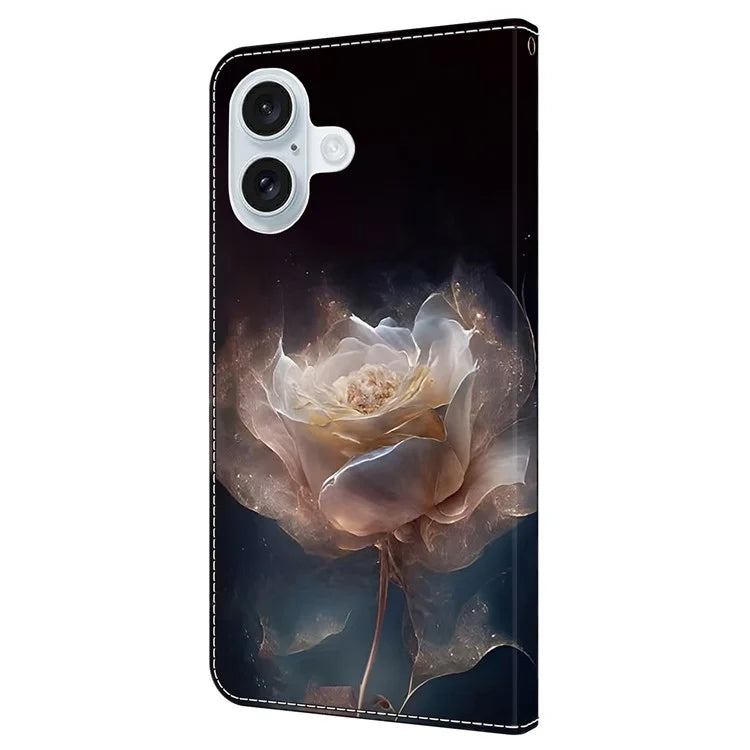 For iPhone 16 Case Pattern Printed Protective Leather Flip Phone Case