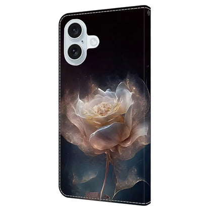 For iPhone 16 Case Pattern Printed Protective Leather Flip Phone Case