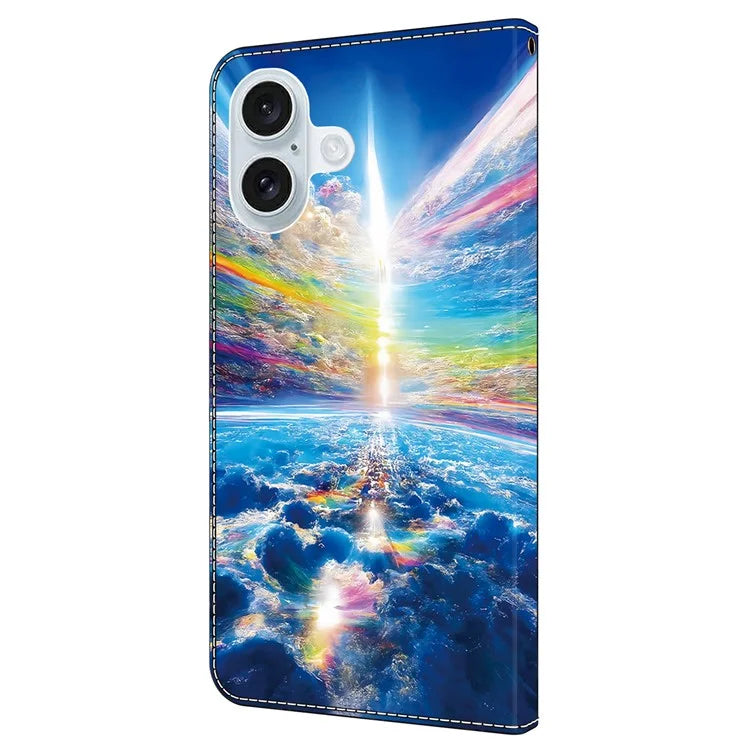 For iPhone 16 Case Pattern Printed Protective Leather Flip Phone Case