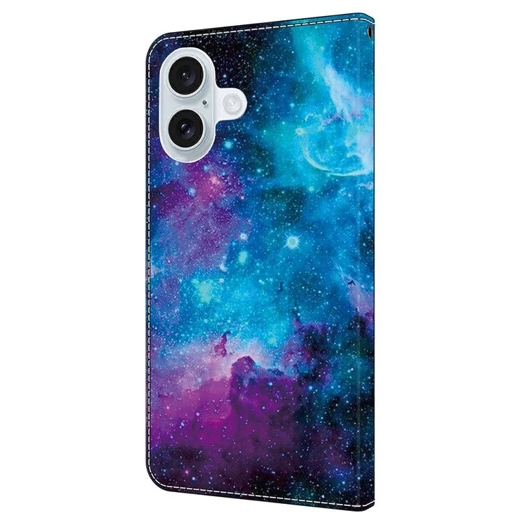 For iPhone 16 Case Pattern Printed Protective Leather Flip Phone Case