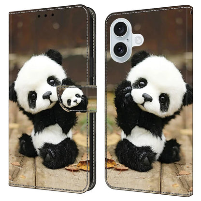 For iPhone 16 Case Pattern Printed Protective Leather Flip Phone Case