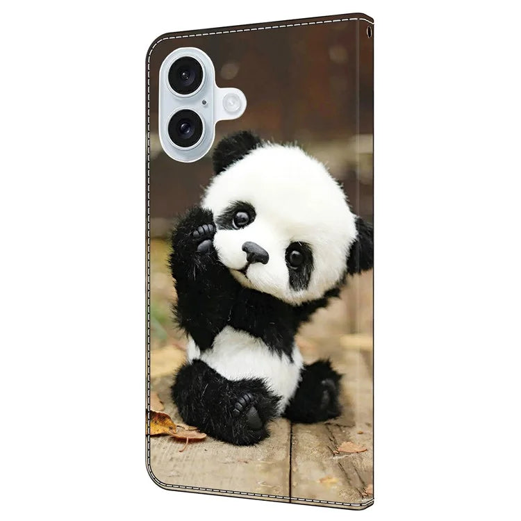 For iPhone 16 Case Pattern Printed Protective Leather Flip Phone Case