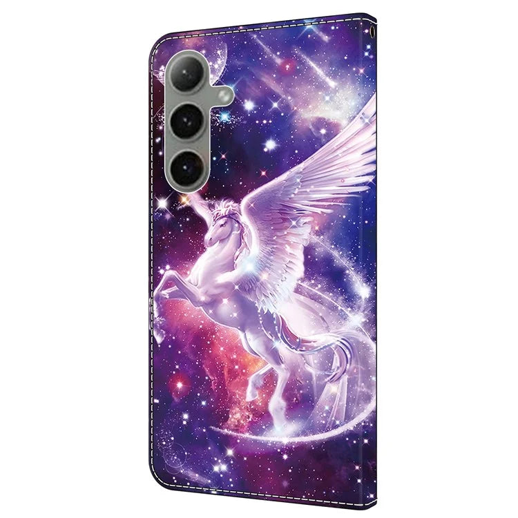 For Samsung Galaxy S24 FE Case Pattern Printed Protective Leather Flip Phone Case