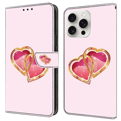 For iPhone 16 Pro Case Pattern Printed Protective Leather Flip Phone Case