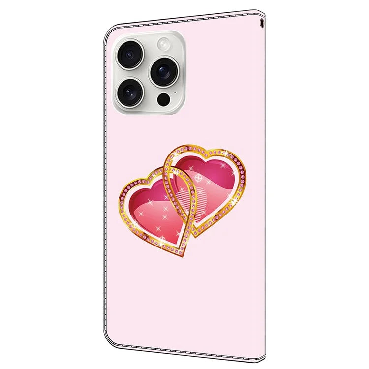 For iPhone 16 Pro Case Pattern Printed Protective Leather Flip Phone Case