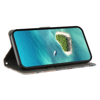 For iPhone 16 Pro Case Pattern Printed Protective Leather Flip Phone Case