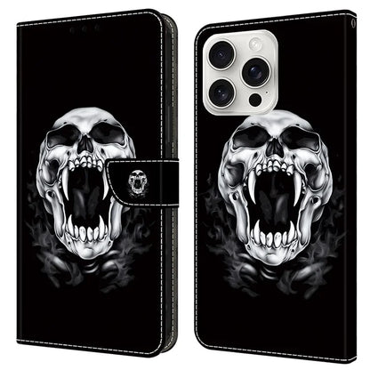 For iPhone 16 Pro Case Pattern Printed Protective Leather Flip Phone Case