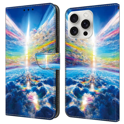 For iPhone 16 Pro Case Pattern Printed Protective Leather Flip Phone Case