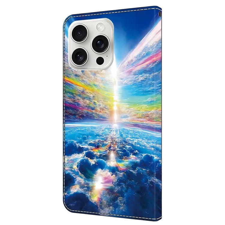For iPhone 16 Pro Case Pattern Printed Protective Leather Flip Phone Case