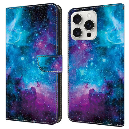 For iPhone 16 Pro Case Pattern Printed Protective Leather Flip Phone Case