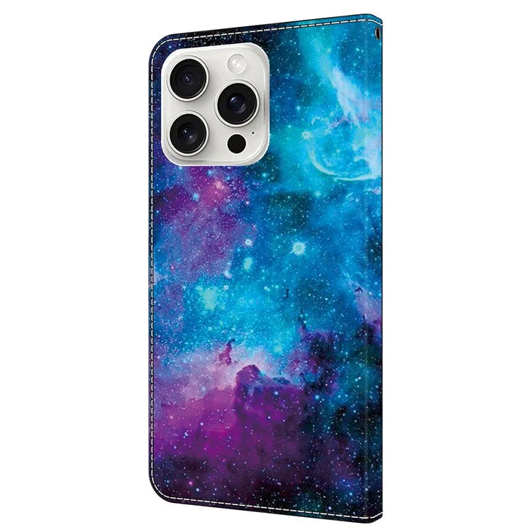 For iPhone 16 Pro Case Pattern Printed Protective Leather Flip Phone Case