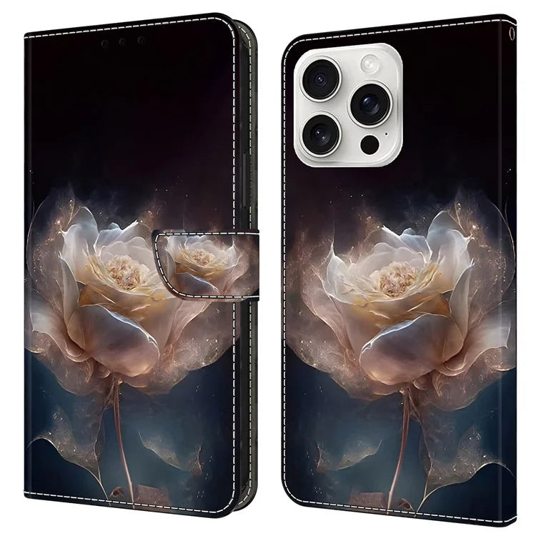 For iPhone 16 Pro Max Case Pattern Printed Protective Leather Flip Phone Case