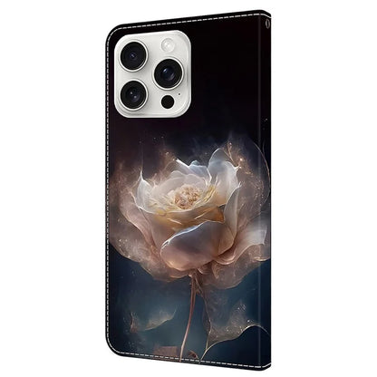 For iPhone 16 Pro Max Case Pattern Printed Protective Leather Flip Phone Case