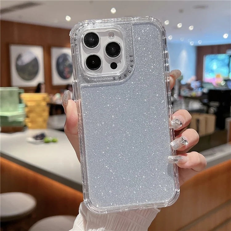 For iPhone 16 Pro Case Glitter Design PC+TPU Shockproof Phone Cover