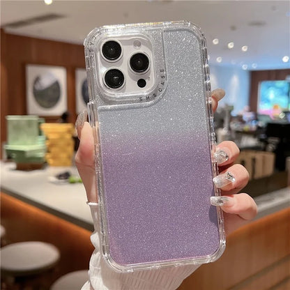 For iPhone 16 Pro Case Glitter Design PC+TPU Shockproof Phone Cover