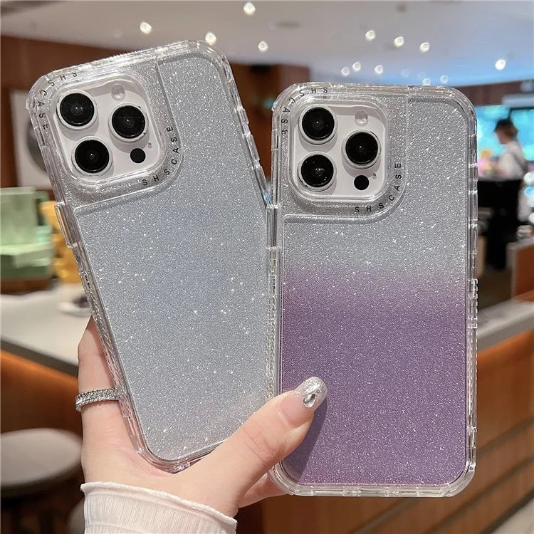 For iPhone 16 Pro Case Glitter Design PC+TPU Shockproof Phone Cover