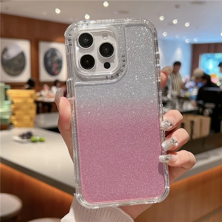 For iPhone 16 Pro Case Glitter Design PC+TPU Shockproof Phone Cover