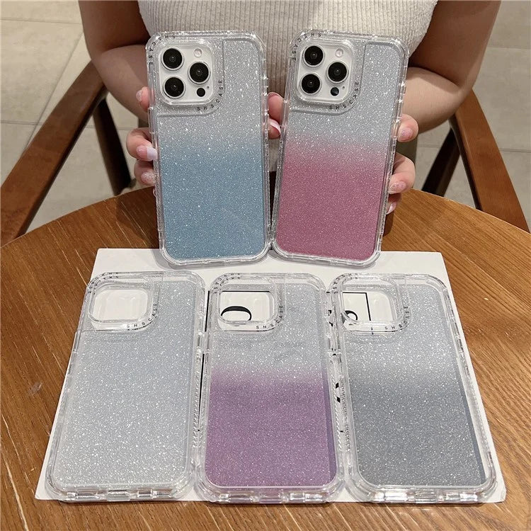 For iPhone 16 Pro Case Glitter Design PC+TPU Shockproof Phone Cover