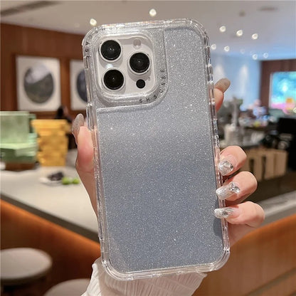 For iPhone 16 Pro Case Glitter Design PC+TPU Shockproof Phone Cover