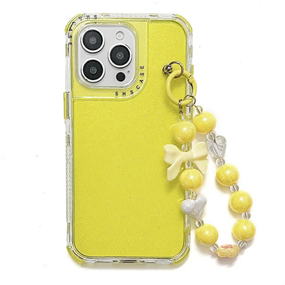 For iPhone 16 Pro Case Anti-Drop Glitter Design PC+TPU Phone Cover with Strap