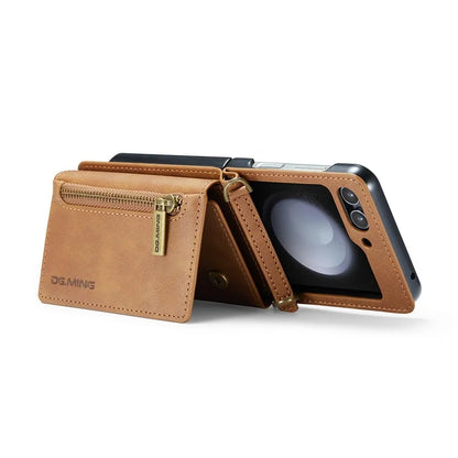 DG.MING M5 Series for Samsung Galaxy Z Flip6 5G Case RFID Blocking Card Slots PU+PC Phone Cover