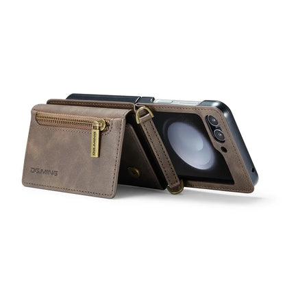 DG.MING M5 Series for Samsung Galaxy Z Flip6 5G Case RFID Blocking Card Slots PU+PC Phone Cover