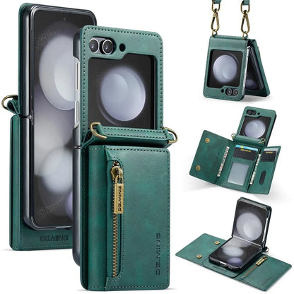 DG.MING M5 Series for Samsung Galaxy Z Flip6 5G Case RFID Blocking Card Slots PU+PC Phone Cover