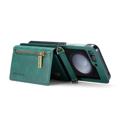 DG.MING M5 Series for Samsung Galaxy Z Flip6 5G Case RFID Blocking Card Slots PU+PC Phone Cover