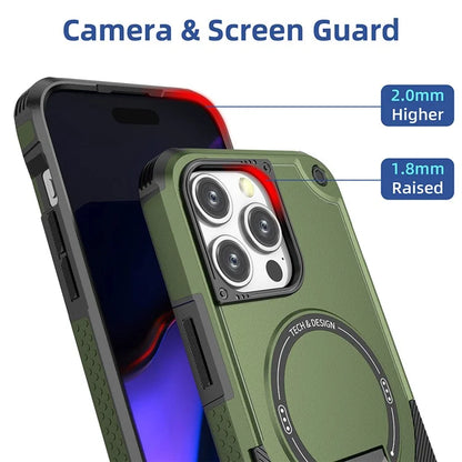 For iPhone 16 Pro Case Compatible with MagSafe TPU+PC Kickstand Phone Cover with Strap