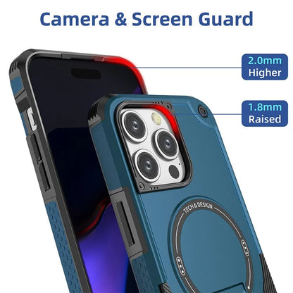 For iPhone 16 Pro Case Compatible with MagSafe TPU+PC Kickstand Phone Cover with Strap