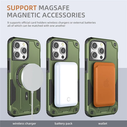 For iPhone 16 Pro Case Compatible with MagSafe TPU+PC Kickstand Phone Cover with Strap