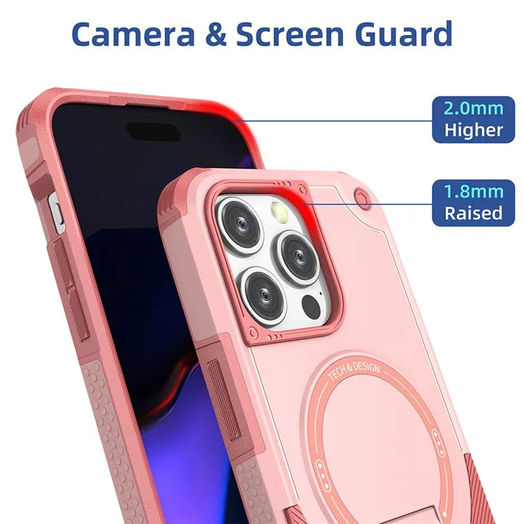 For iPhone 16 Pro Case Compatible with MagSafe TPU+PC Kickstand Phone Cover with Strap