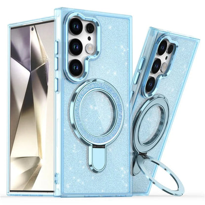 For Samsung Galaxy S24 Ultra Case Glitter Design TPU+PC Kickstand Phone Protector